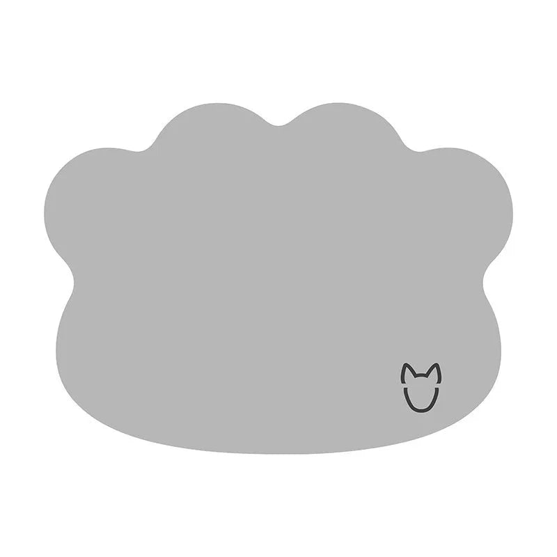 Dog head shaped ice silk pet cooling mat on a floor in light grey colour