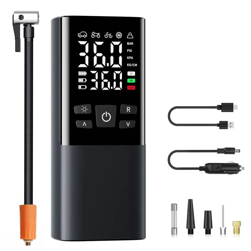 Vehicle Air Smart Tire Inflatable Wireless air pump in ABS with warning light and tyre pressure gauge