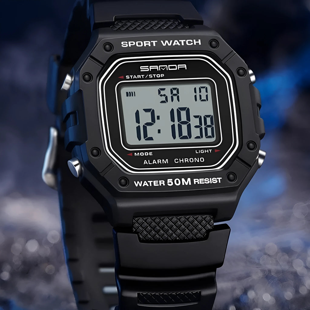 Youth electronic waterproof watch for swimming with alarm clock function in multiple colour options