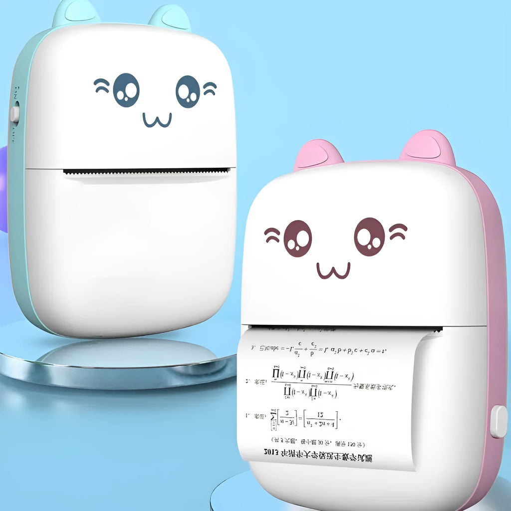 Portable A6 mini Bluetooth thermal printer with 200dpi resolution, 1000mAh battery, in pink plastic casing