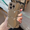 iPhone mobile phone case with shiny silver electroplated love design on a solid colour soft TPU back cover.