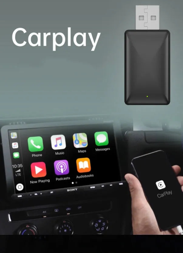 Black A7 dual-core wireless car adapter with aluminium alloy construction for Android devices