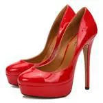 Plus size women's low-cut high heel pumps in black, round toe, PU upper, sizes 43-48