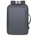 Black waterproof Oxford cloth backpack with Derm leather detailing and curved shoulder straps