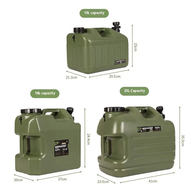 Outdoor thickened PE portable water storage tank in Army Green with multiple sizes