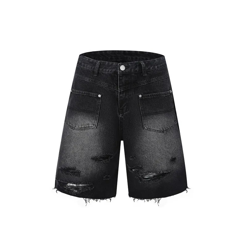 Denim overalls suit in loose street style with short sleeve top and full length trousers