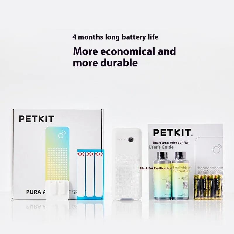 Xiaopei smart spray pet odour removal machine with external mounting bracket and purification liquids.
