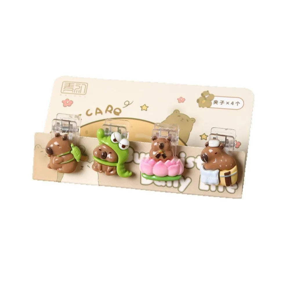 Set of 4 khaki cartoon fashion plastic barrettes, Capabala Clip Suit portable hair clips for women and girls