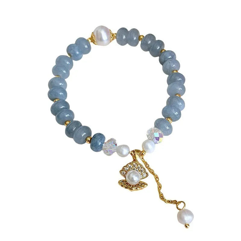 Natural aquamarine pearl shell bracelet with new aquamarine pearl colour