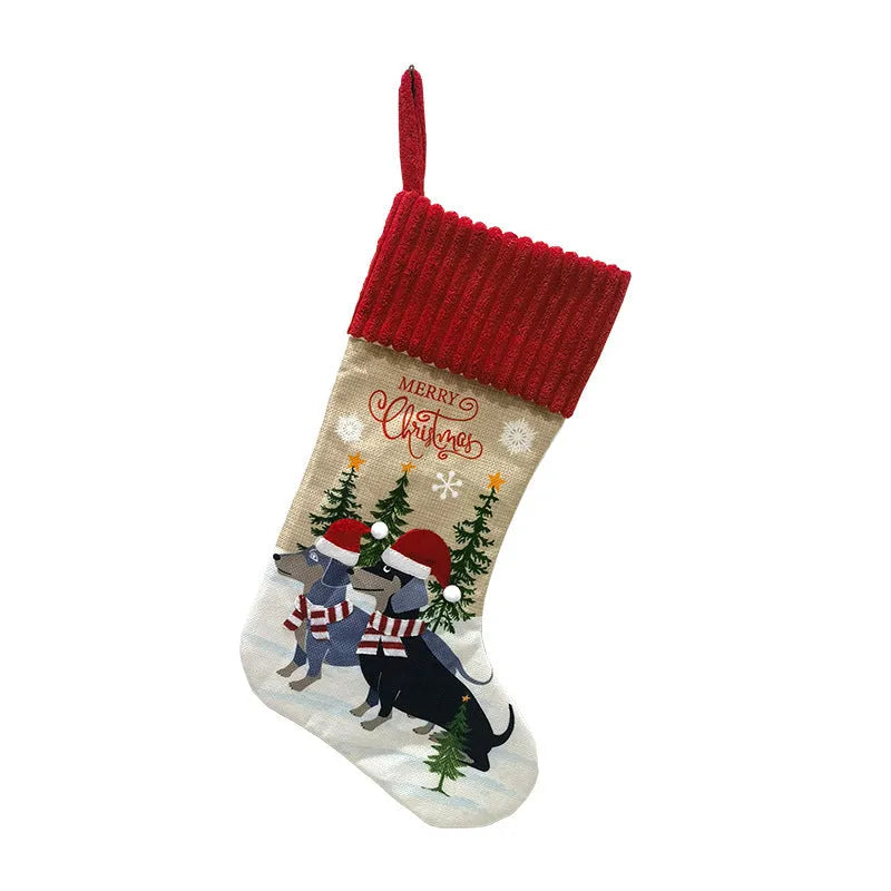 Christmas tree pendant ornament with cat and dog fireplace design measuring 46x28cm