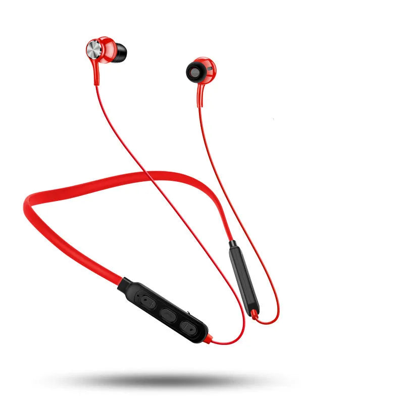 G03 neckband sports Bluetooth earphones in black, red, or white with a flexible neckband and earpieces.