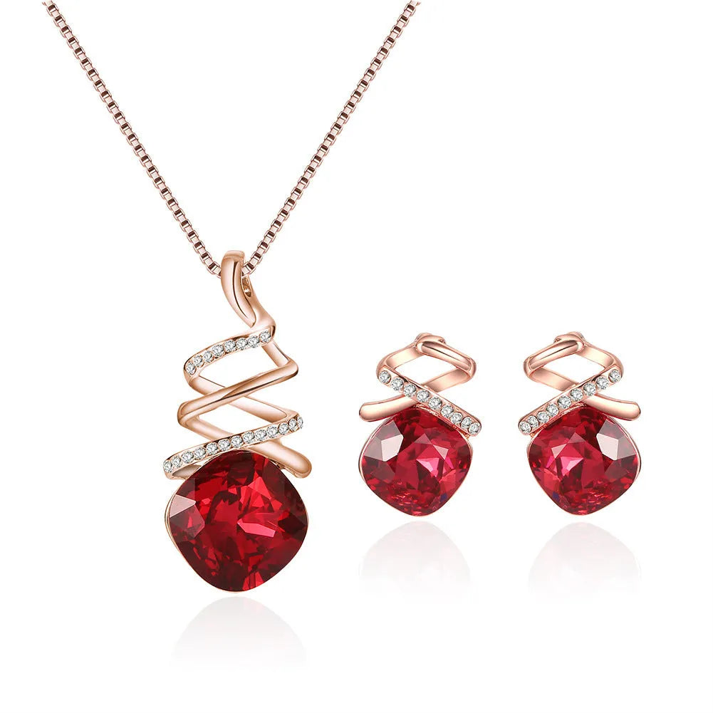 Women's alloy necklace and earring set with an adjustable water wave chain.