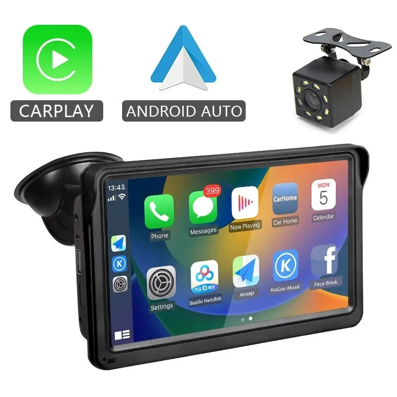 7-inch car multimedia display screen with wireless CarPlay and Bluetooth 5.0 connectivity for vehicle installation