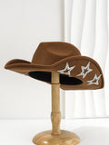 Woolen felt top hat in beige, M size 56-58cm, conical crown, woven polyester