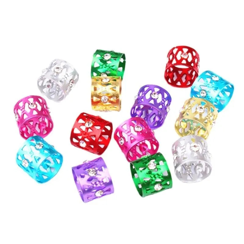 Aluminium hair ring with hollow jewelled crown design for wig decoration