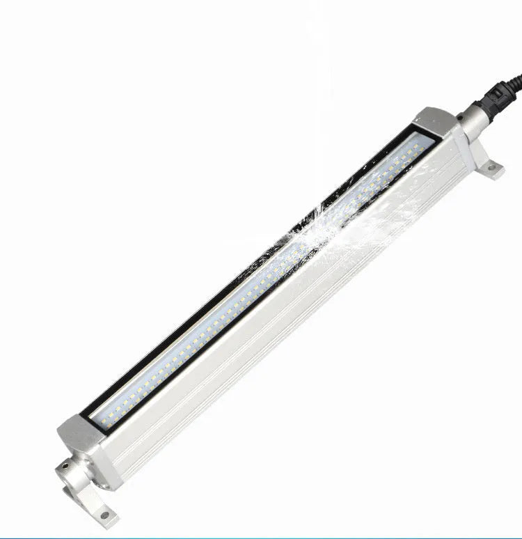 445mm long aluminium LED explosion proof light with tempered glass cover for CNC lathe mounting.