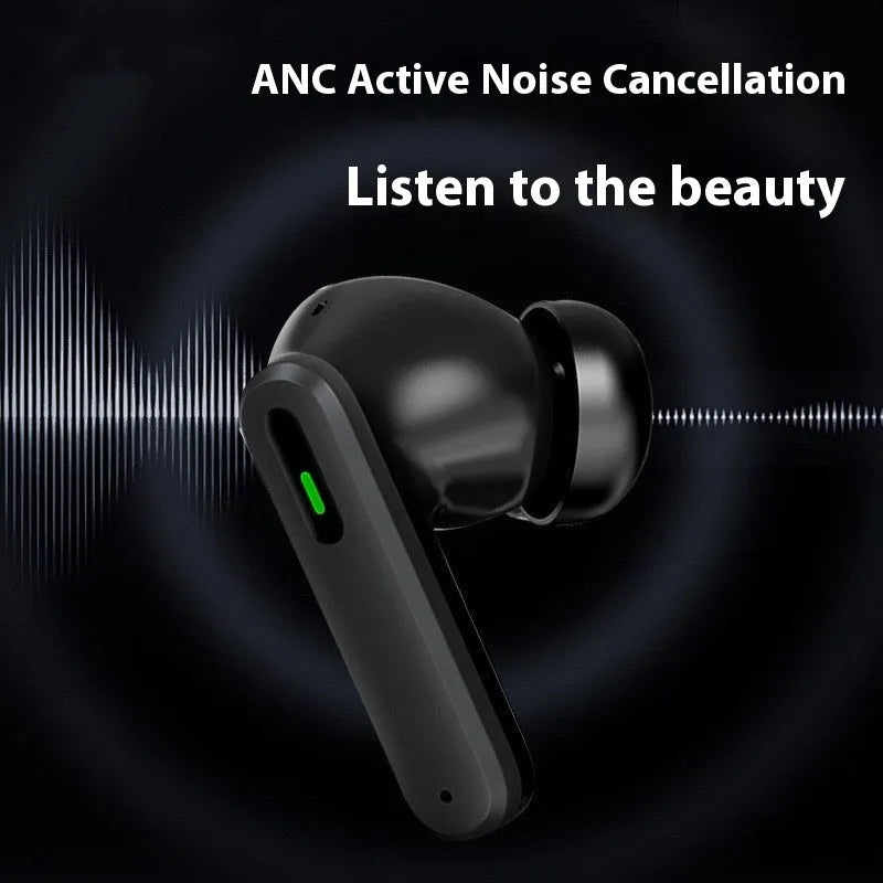 True wireless Bluetooth headset in black and yellow with dual noise-reduction sports earplugs