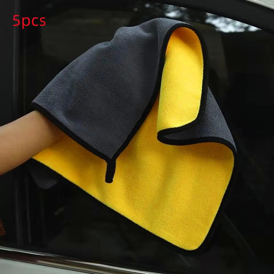 Two-colour double-sided microfibre car wash towel 30x30cm with silk banded edges