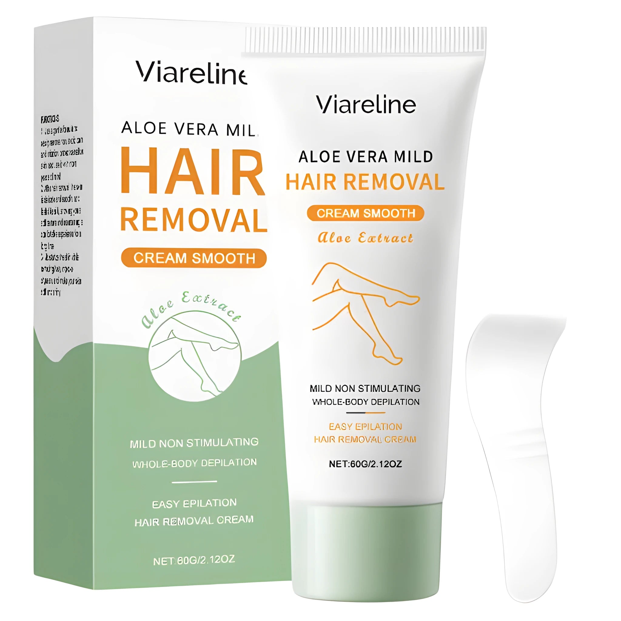 Aloe vera moisturising hair removal cream tube for body depilation.