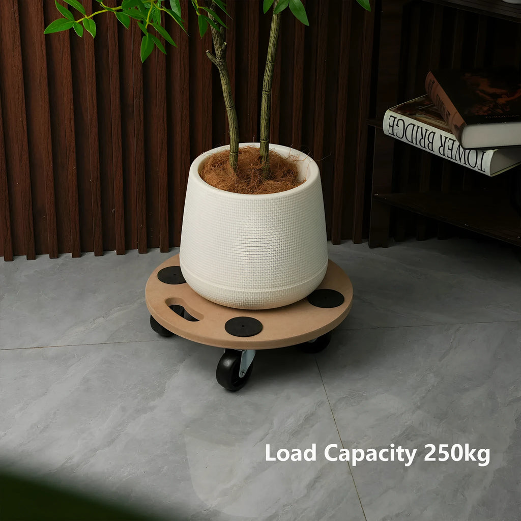 Two natural wood mover trolleys with flat non-slip platforms for heavy furniture moving.