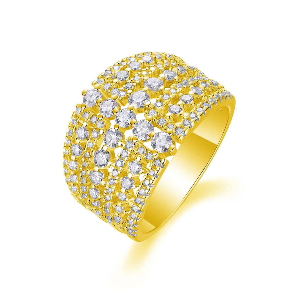 Ballet Of Time moissanite wedding ring set in platinum-plated S925 silver with gold colour option and gift box