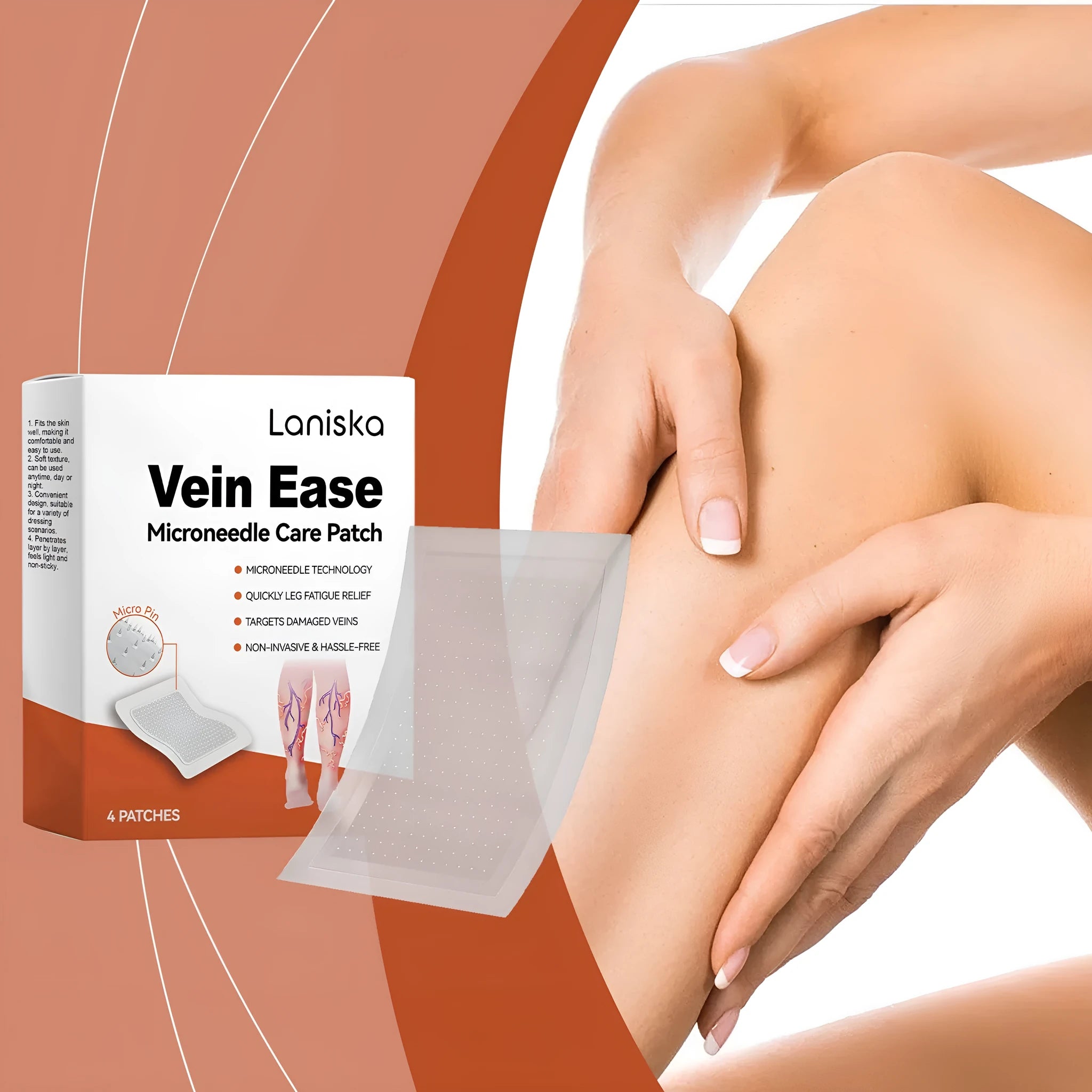 Laniska leg nursing adhesive bandage patches showing four individual mild ingredient patches for leg discomfort care