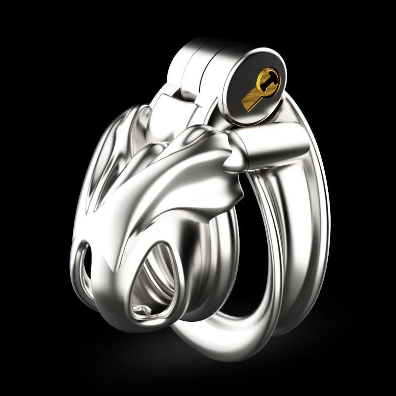 Stainless steel chastity cage device with extra small cage and ring sizes 38mm to 52mm