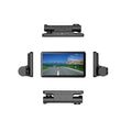 Black three lens dashcam with 4-inch touchscreen display for front, rear, and interior vehicle recording