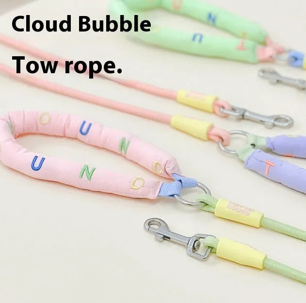 Polyester dog leash with hand holding rope section in four colour options
