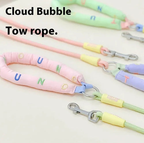 Polyester dog leash with hand holding rope section in four colour options