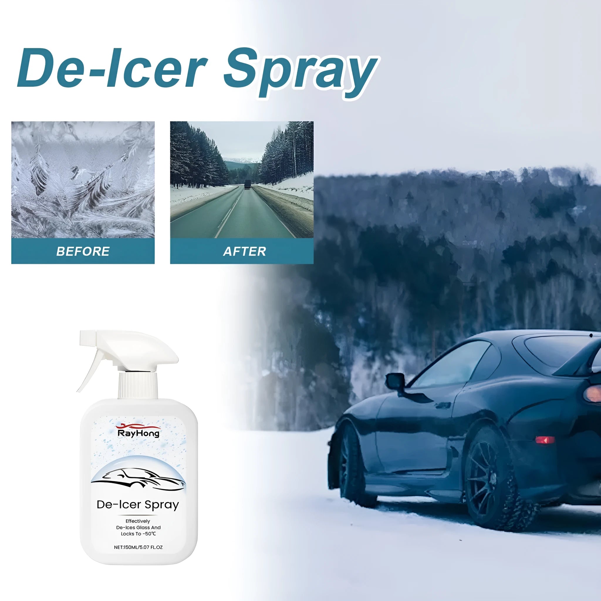 150ml car windshield anti-icing spray bottle for winter snow removal and frost prevention