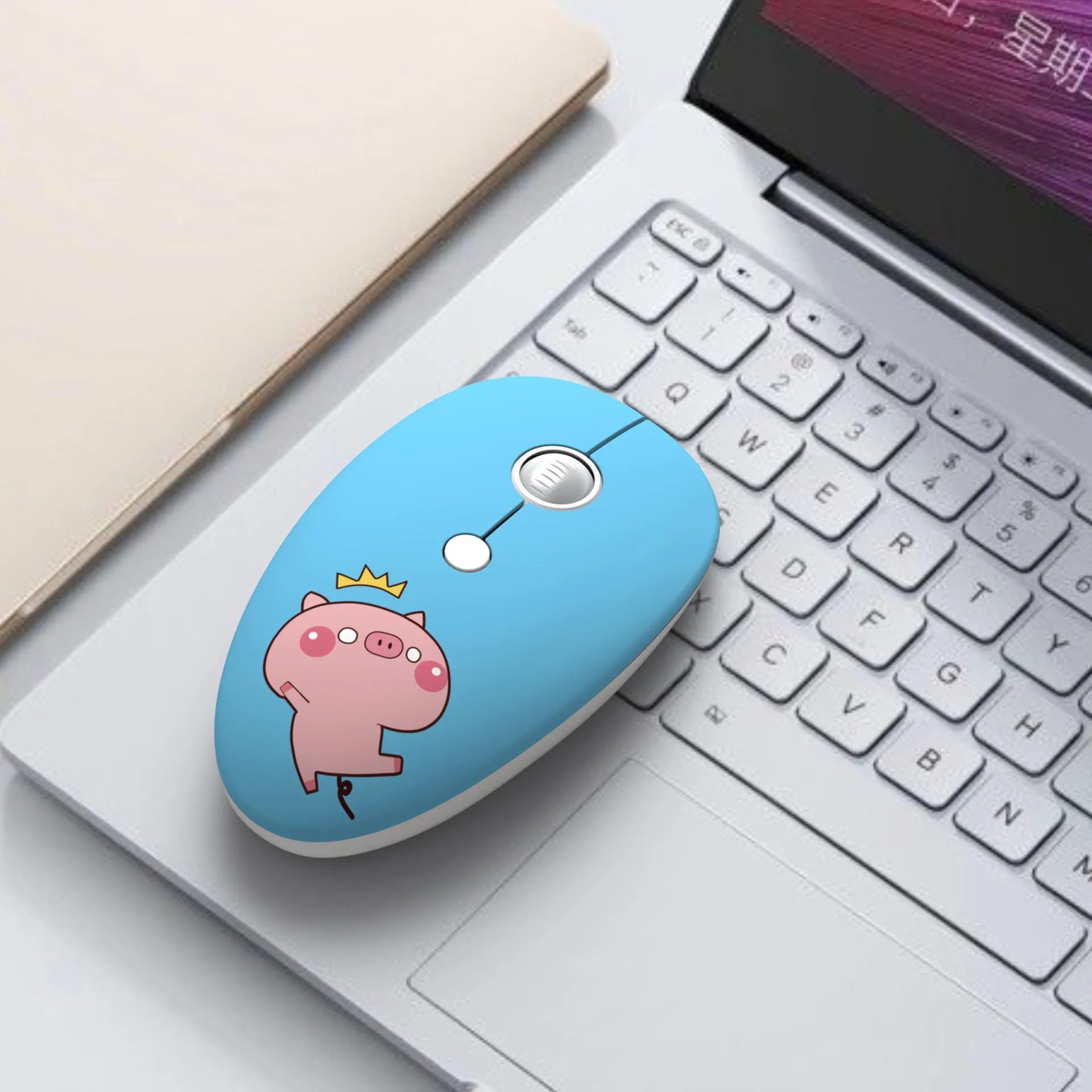 Wireless cartoon animal computer mouse with USB receiver for laptops