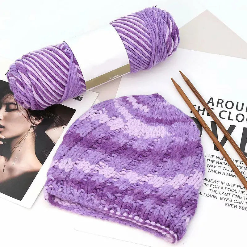 8-strand gradient milk cotton wool yarn ball in medium thick weight for hand knitting scarves, sweaters, coats, and hats