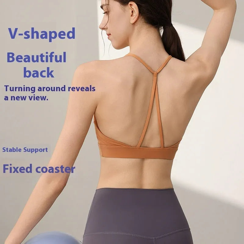 Women's nylon sports vest with double shoulder straps in sunshine desert colour