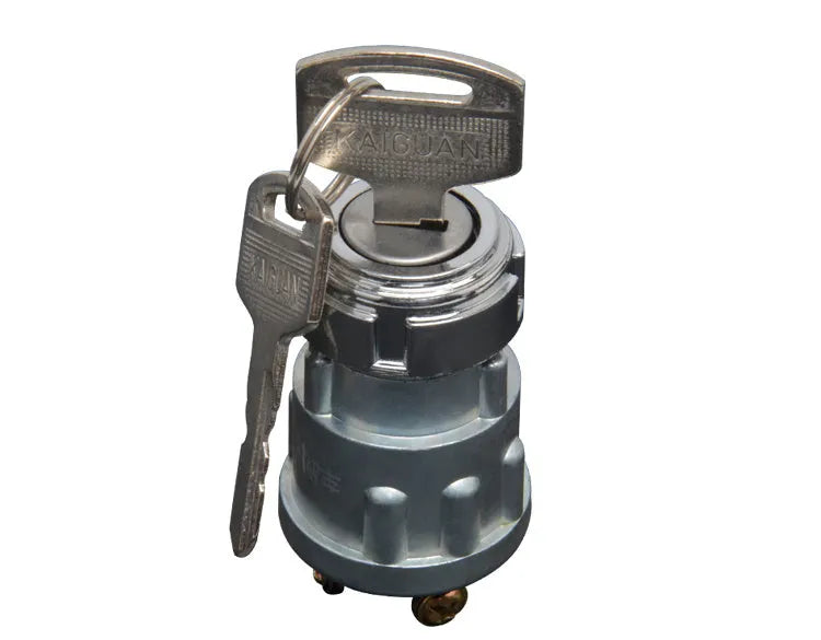 Pure copper car ignition switch with a key for trucks and forklifts.