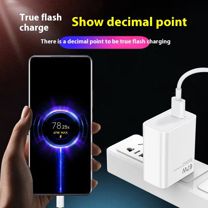 Game Enhanced Charger 67W in yellow with Type-C elbow USB cable for US electrical outlets