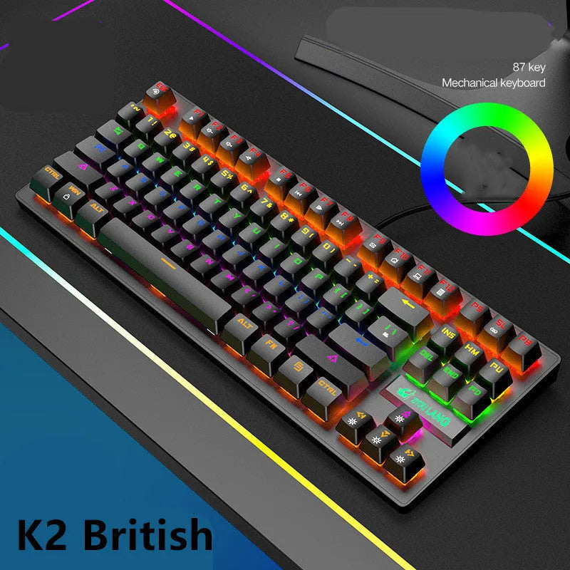 A compact mechanical gaming keyboard in a choice of colours on a desk