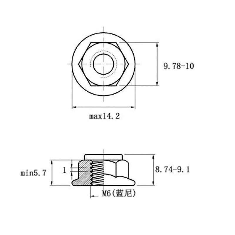 304 stainless steel flange nylon locking nut with hexagonal flats and integrated flange base, shown in metric sizes M3 to M16
