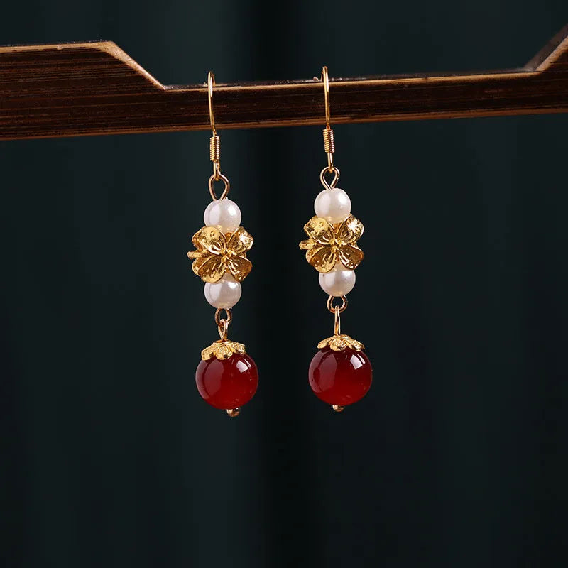 Vintage geometric electroplated alloy earrings for Han cheongsam traditional Chinese costume