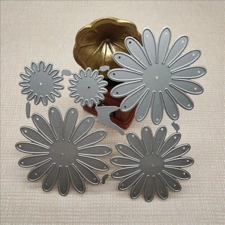 Silver high carbon steel flower cutting mould for baking decoration measuring 12.5 by 13 centimetres