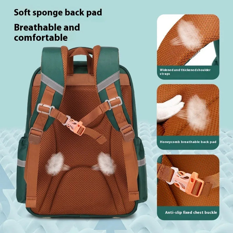 Lightweight large capacity primary school student schoolbag in light purple with beige