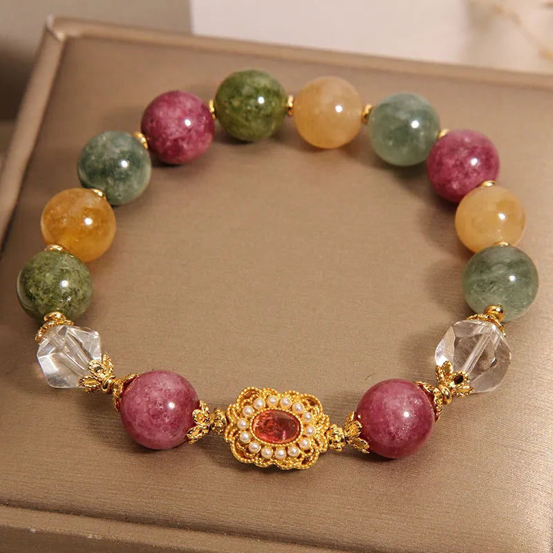 Jade colour tourmaline women's bracelet with alloy construction and adjustable closure