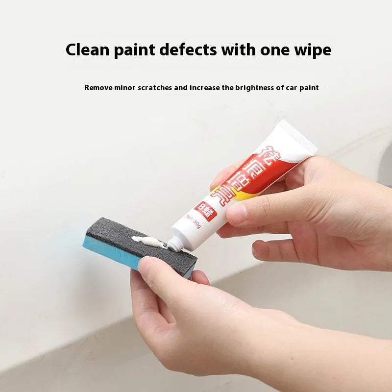 Car repair wax kit with two bottles (A Wax and B Wax) and a frosted sponge mop for scratch removal and paint polishing.