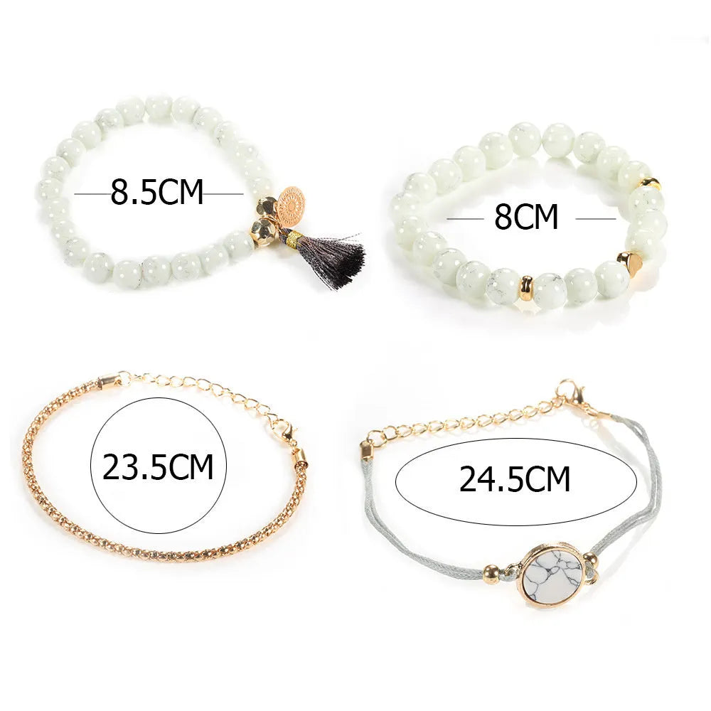 Love Map bracelet set in alloy with electroplated finish, shown in five styles and a variety of colours