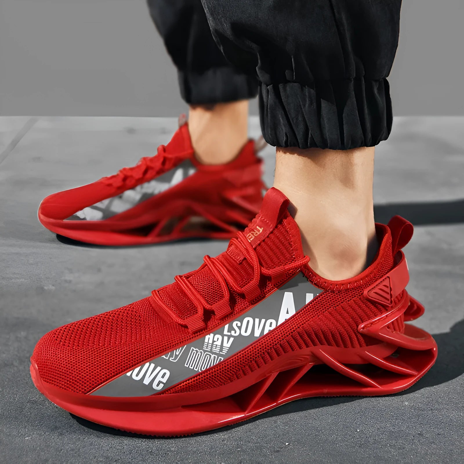 Men's casual mesh shoes with embroidery detail in solid colour options