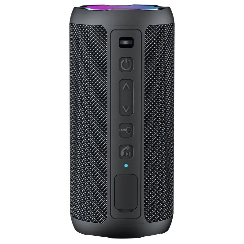 Bluetooth speaker home portable with subwoofer, 3600mAh battery, and waterproof nylon silicone shell in black standard edition