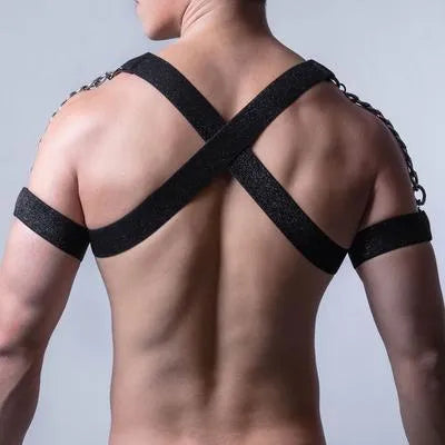 Black adjustable elastic belly band corset with metal chain, specification YLM-123, single pack