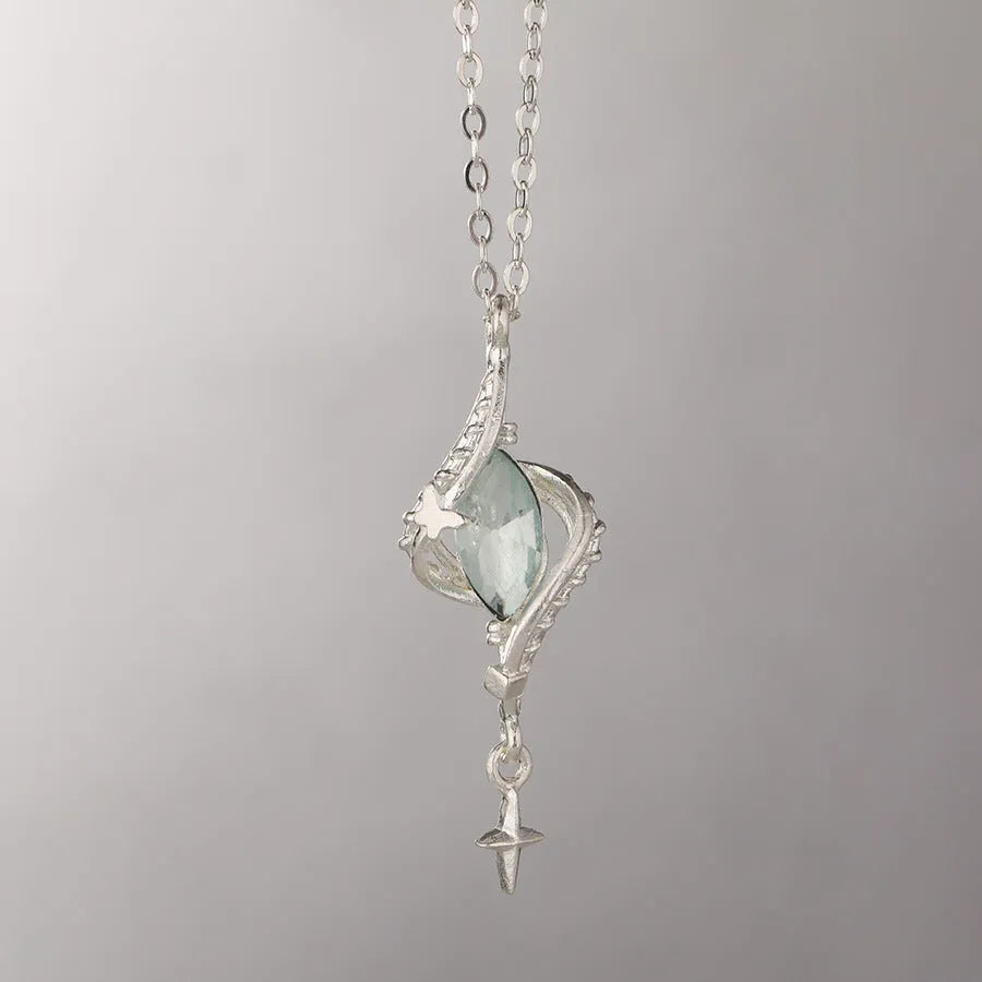 Alloy cross chain necklace with hollow out pendant in Mori style winding colour option