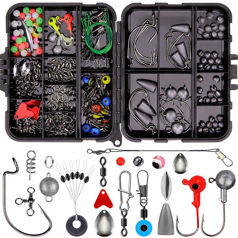 257-piece fishing lure accessories set in ABS plastic storage box for Texas sea rock fishing
