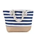 Striped canvas shoulder bag 50x12x35cm with double straps and internal zip pocket in blue brown grey navy red